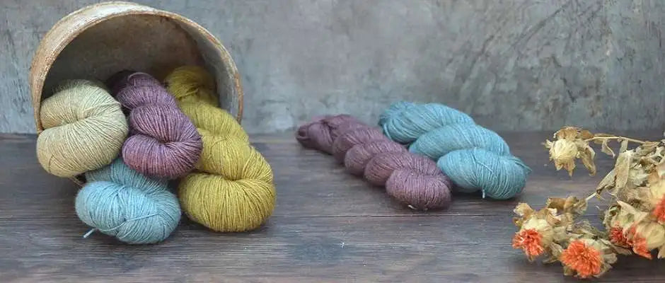 Sock yarn UK. Hand dyed yarn, dyed with natural dyes