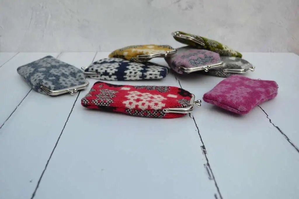 Welsh Tapestry Glasses Cases with metal clasps, hand woven in Wales in new wool.