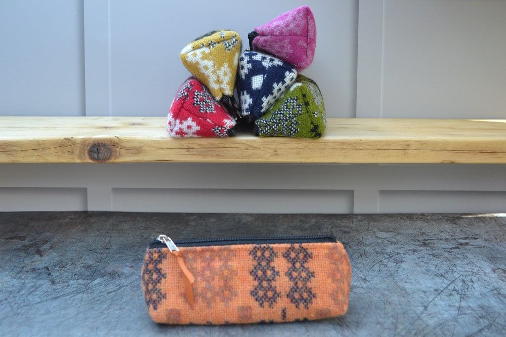 Welsh tapestry pencil cases Burnt Orange