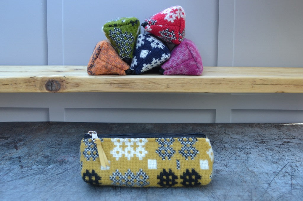 Welsh tapestry pencil cases Amber