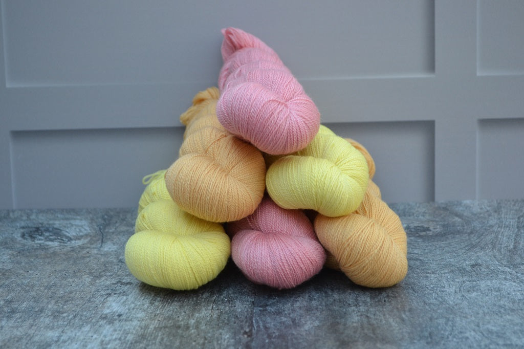 Hand dyed yarn, lace weight yarn dyed  with natural dyes