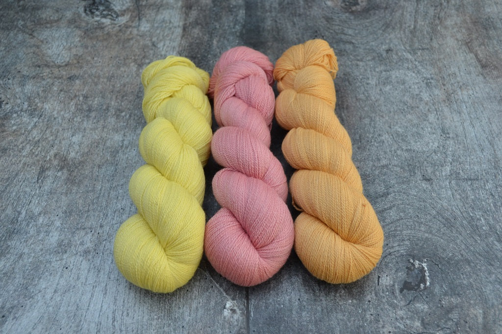 Hand dyed yarn. Lace weight yarn dyed  with natural dyes