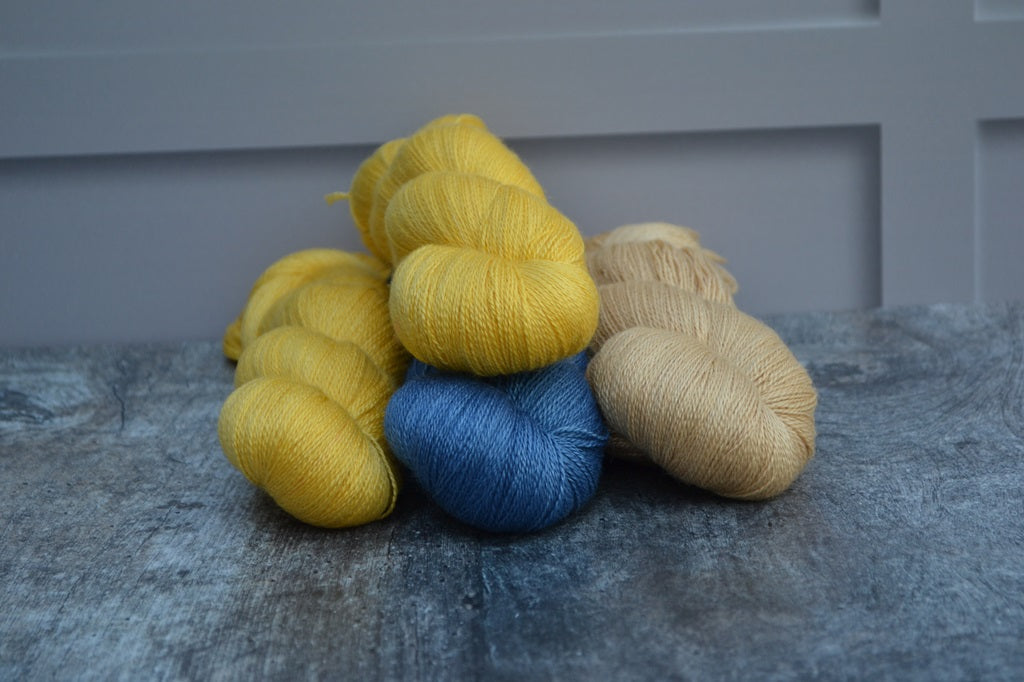 Hand dyed yarn, lace weight yarn, merino decadence yarn