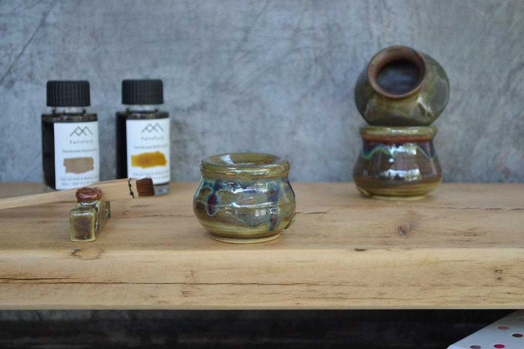 Handmade, hand thrown ceramic inkwells. Design 1