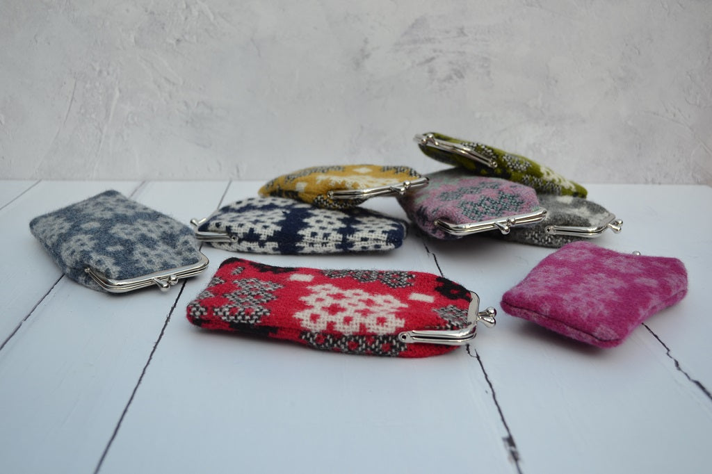 Welsh tapestry eye glasses case with metal clasp, handmade and hand woven in Wales.