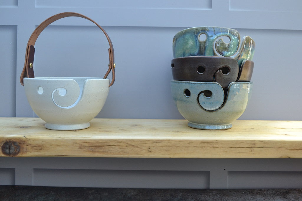 Yarn Bowls - Stoneware pottery with Round Base, Mist